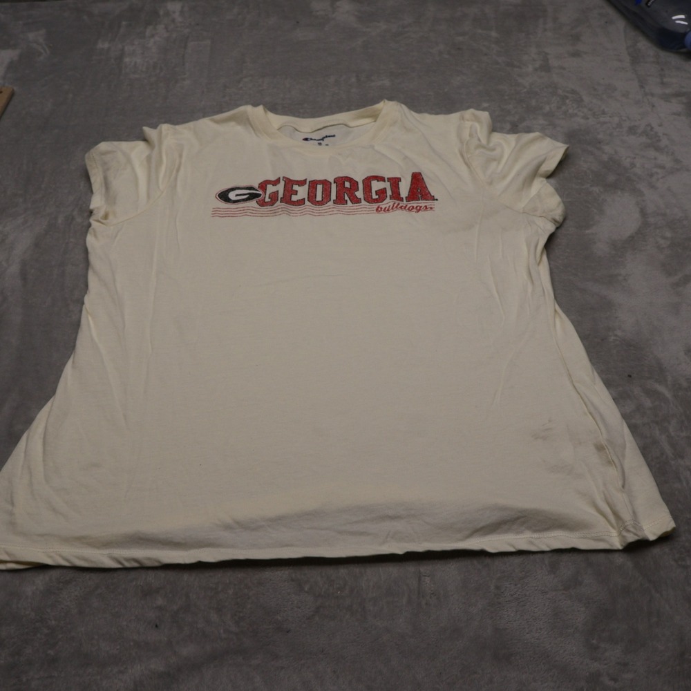 Georgia Bulldogs Shirt Womens XL Champion Cream NCAA Football Crew Neck Tee